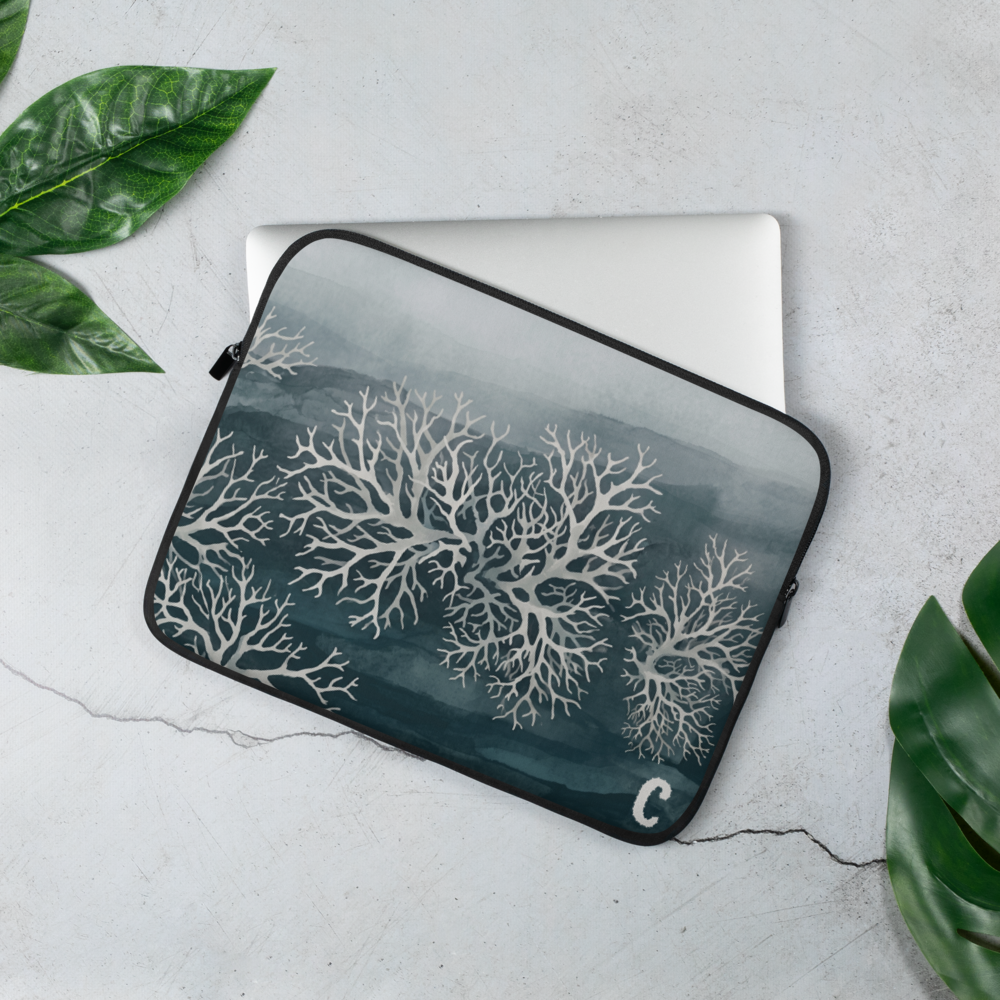 Coastal Lichen Macro Laptop Sleeve — Fits 13"-16" Laptops & Tablets, incl. MacBook Pro — Design-Led Nordic Coast Collection
