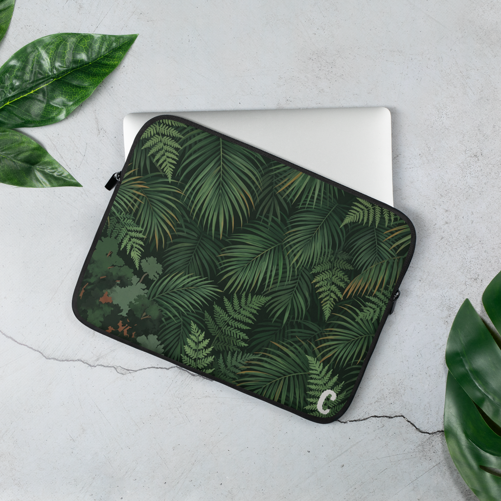 Overlapping Fronds Textured Laptop Sleeve — Fits 13"-16" Laptops & Tablets, incl. MacBook Pro — Design-Led Rainforest Canopy Collection