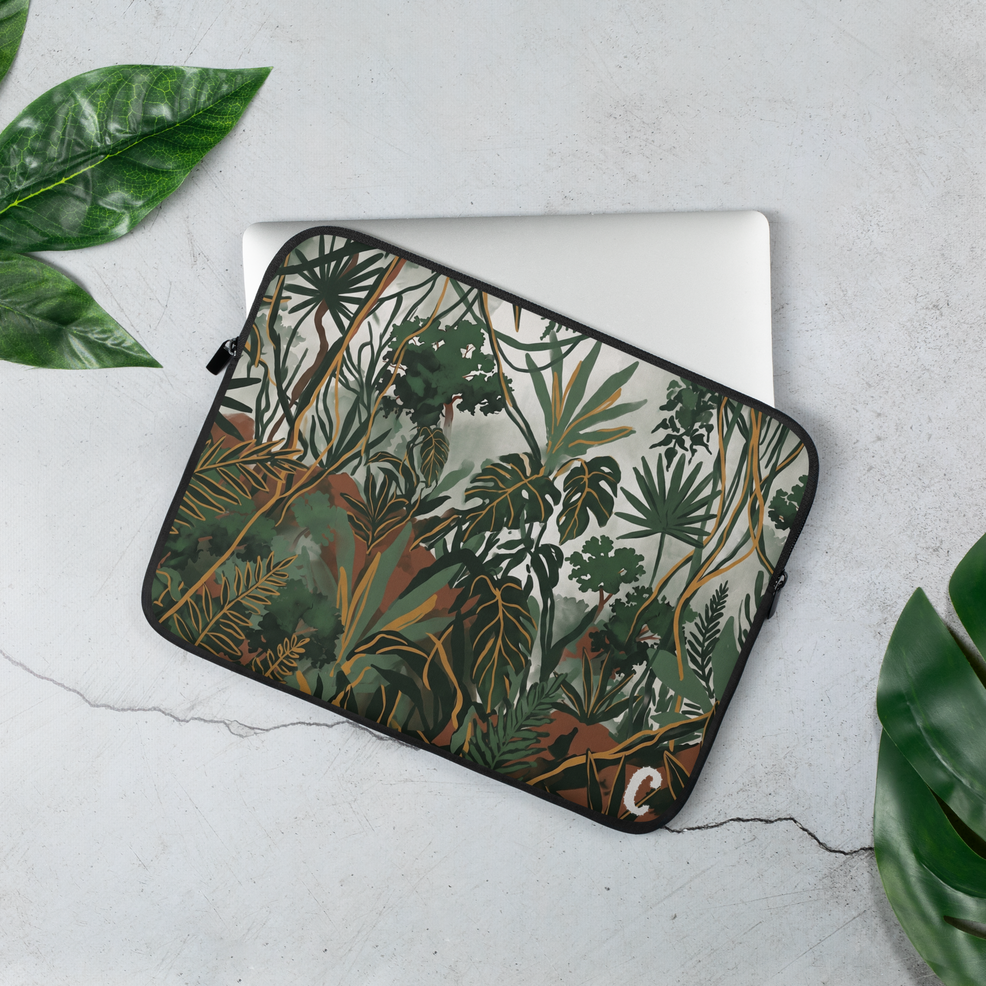 The Jungle Floor Statement Laptop Sleeve — Fits 13"-16" Laptops & Tablets, incl. MacBook Pro — Design-Led Rainforest Canopy Collection