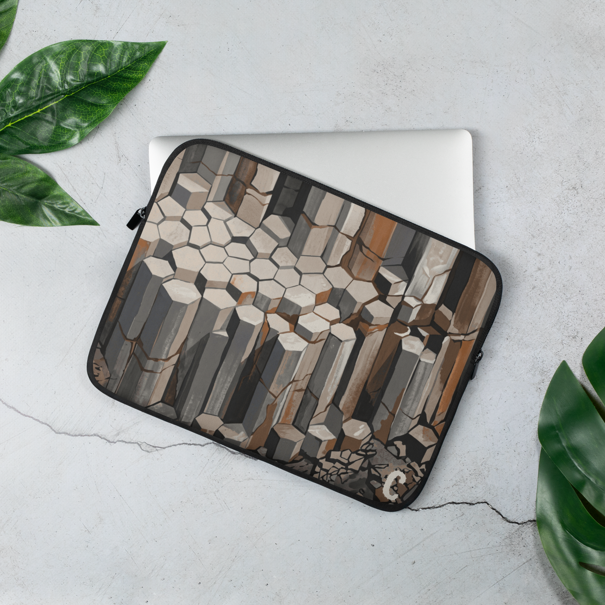 Columnar Basalt Architectural Laptop Sleeve — Fits 13"-16" Laptops & Tablets, incl. MacBook Pro — Design-Led Geological Strata Collection