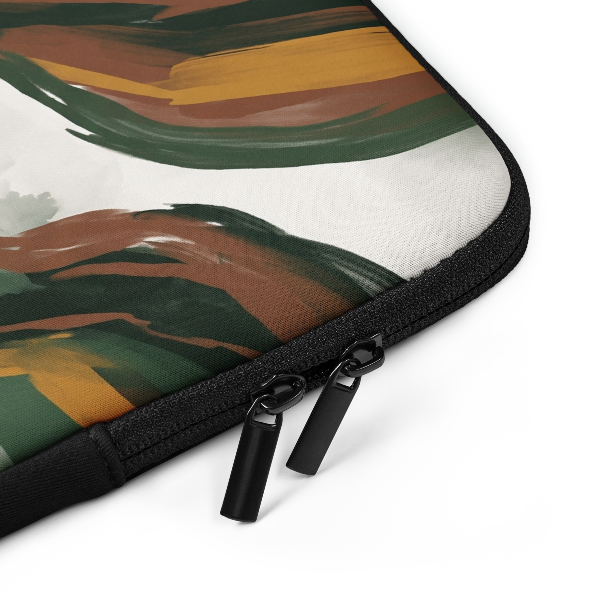 Amber & Green Expressive Laptop Sleeve — Fits 13"-16" Laptops & Tablets, incl. MacBook Pro — Design-Led Rainforest Canopy Collection