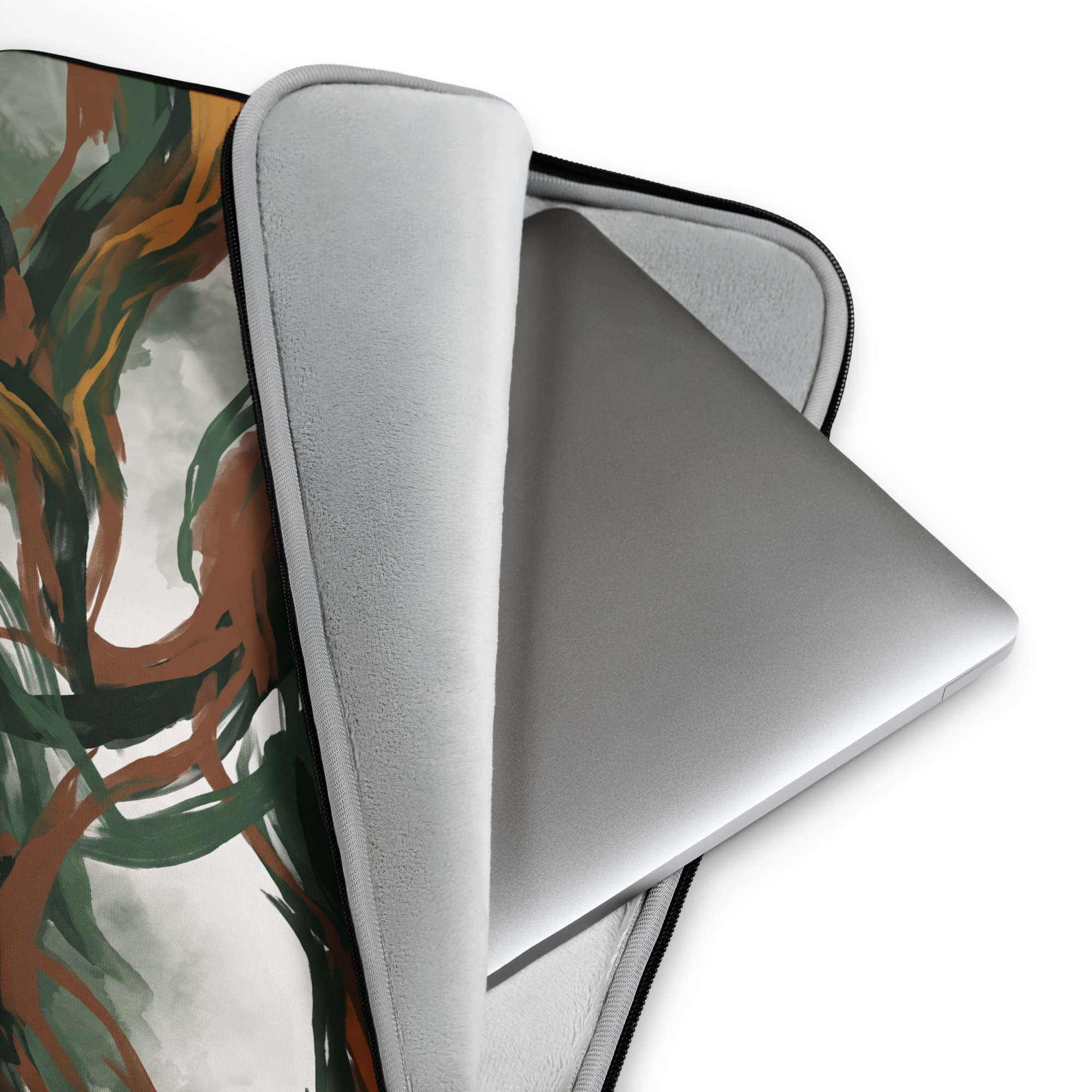 Amber & Green Expressive Laptop Sleeve — Fits 13"-16" Laptops & Tablets, incl. MacBook Pro — Design-Led Rainforest Canopy Collection