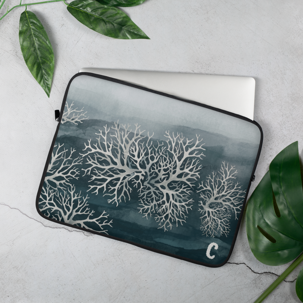 Coastal Lichen Macro Laptop Sleeve — Fits 13"-16" Laptops & Tablets, incl. MacBook Pro — Design-Led Nordic Coast Collection