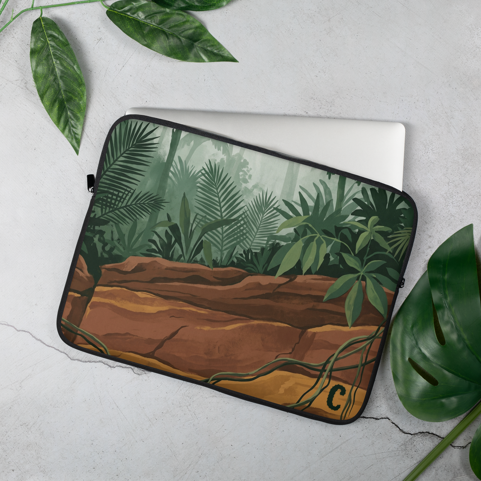 Clay Bank Grounded Laptop Sleeve — Fits 13"-16" Laptops & Tablets, incl. MacBook Pro — Design-Led Rainforest Canopy Collection