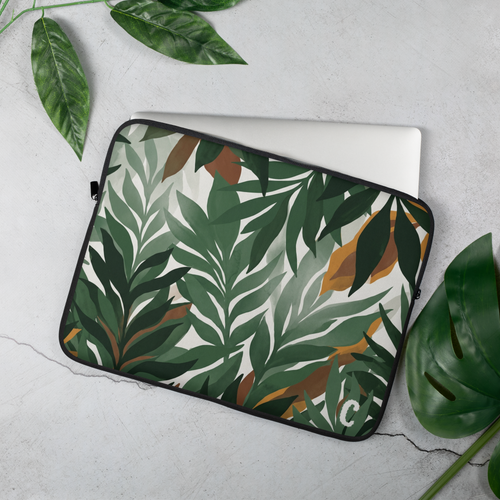 Abstract Foliage Patterned Laptop Sleeve — Fits 13"-16" Laptops & Tablets, incl. MacBook Pro — Design-Led Rainforest Canopy Collection
