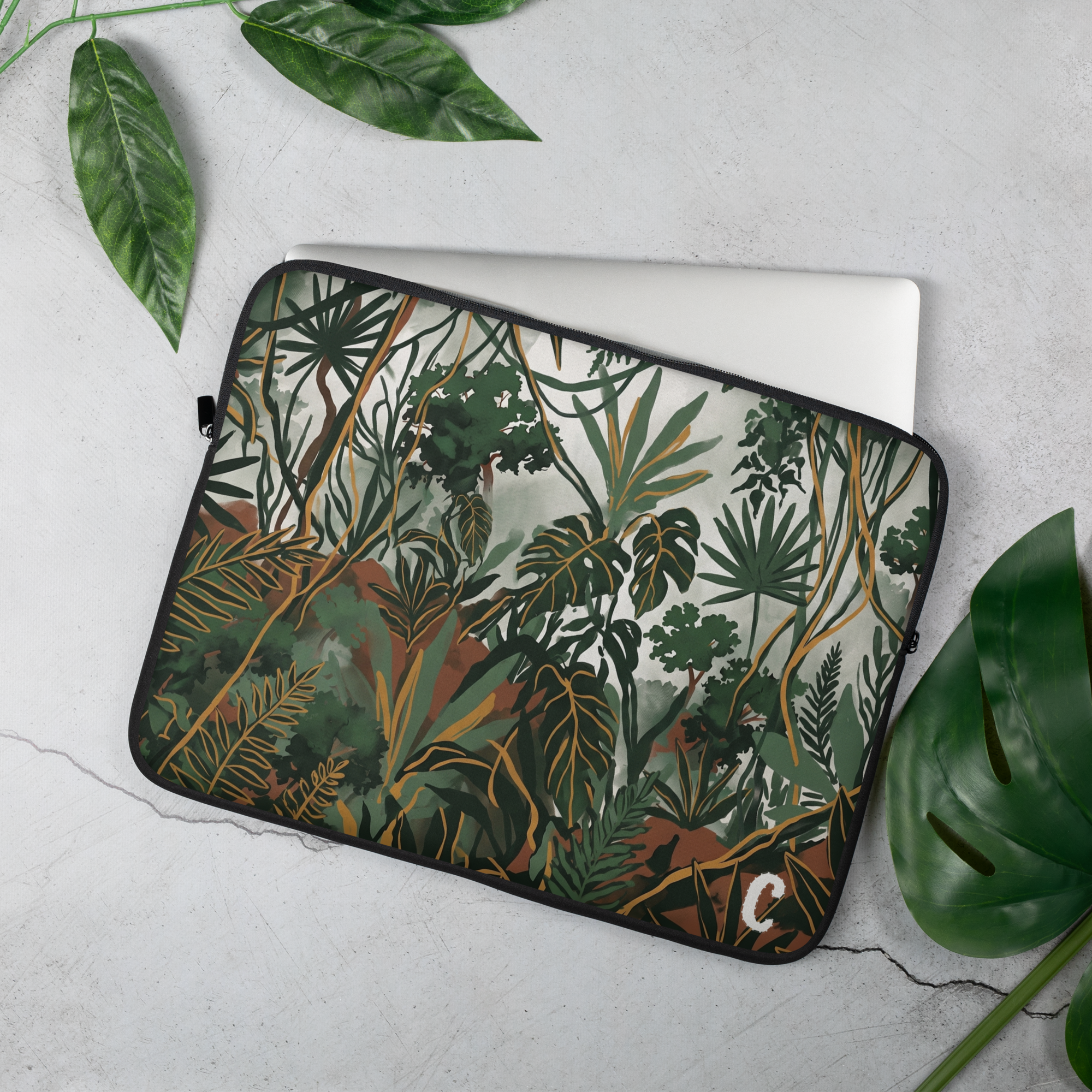 The Jungle Floor Statement Laptop Sleeve — Fits 13"-16" Laptops & Tablets, incl. MacBook Pro — Design-Led Rainforest Canopy Collection