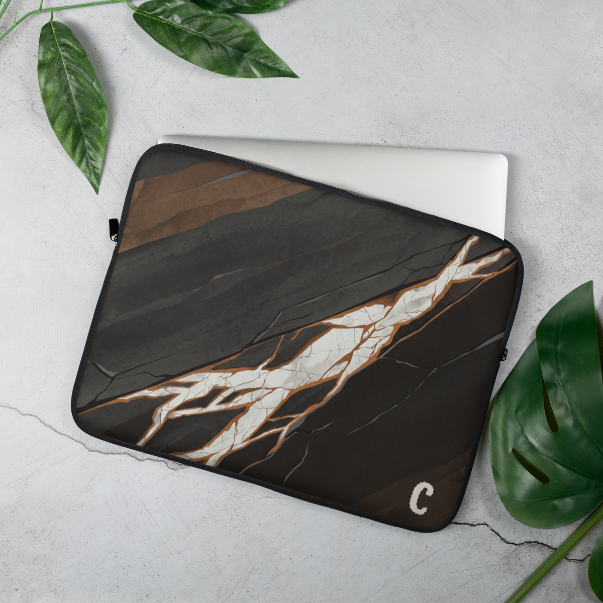 Calcite Vein Striking Laptop Sleeve — Fits 13"-16" Laptops & Tablets, incl. MacBook Pro — Design-Led Geological Strata Collection