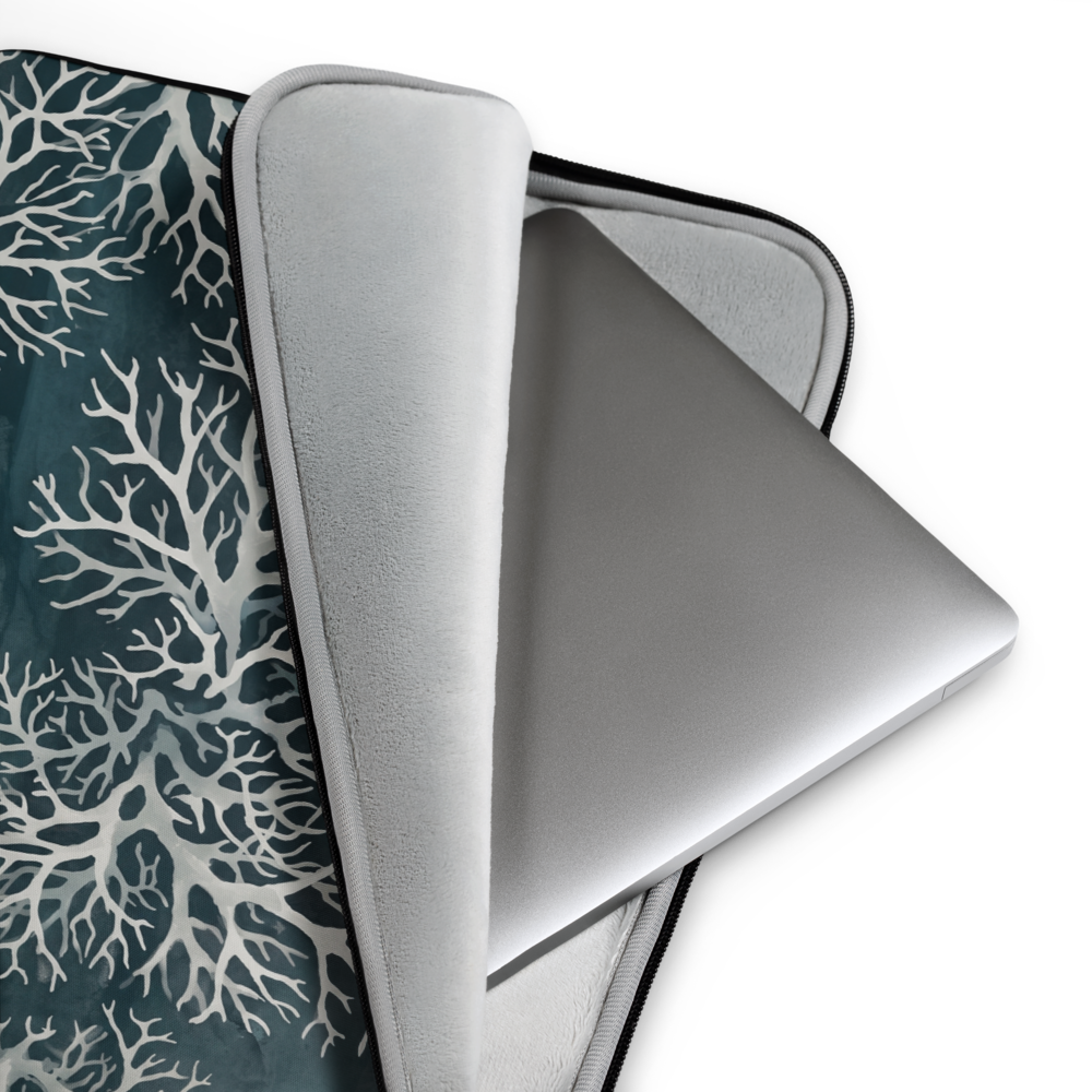 Coastal Lichen Macro Laptop Sleeve — Fits 13"-16" Laptops & Tablets, incl. MacBook Pro — Design-Led Nordic Coast Collection