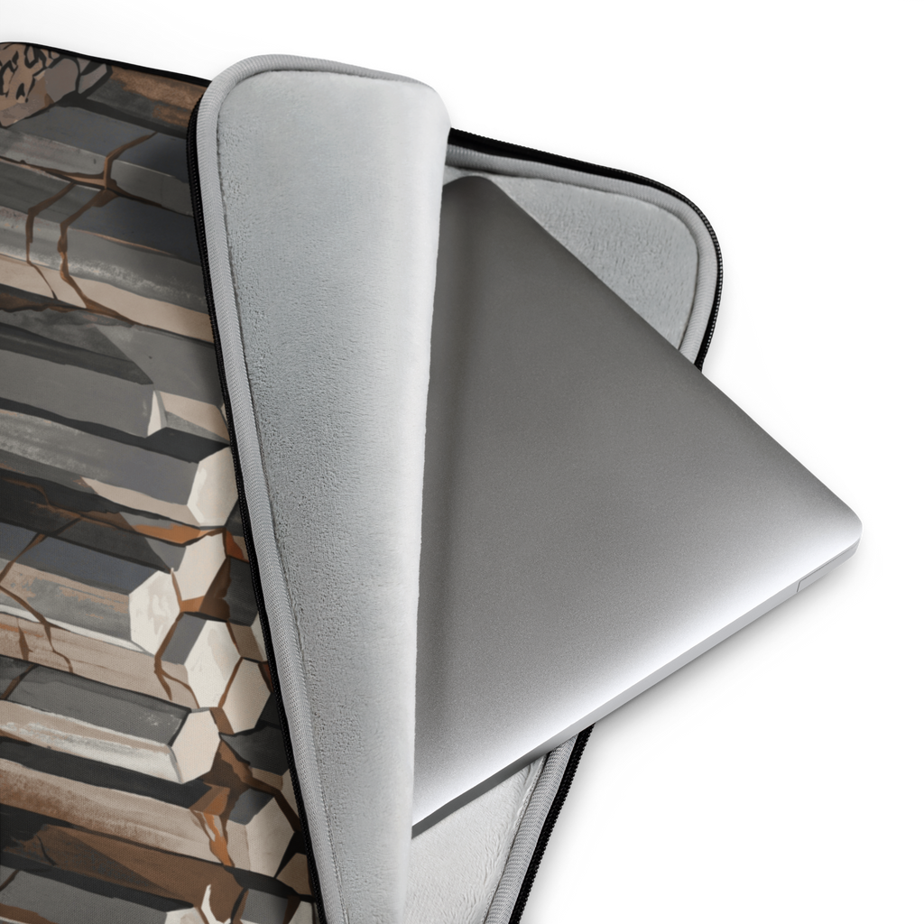 Columnar Basalt Architectural Laptop Sleeve — Fits 13"-16" Laptops & Tablets, incl. MacBook Pro — Design-Led Geological Strata Collection