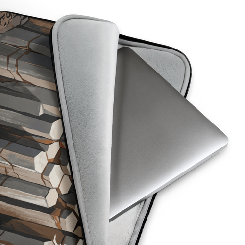 Columnar Basalt Architectural Laptop Sleeve — Fits 13"-16" Laptops & Tablets, incl. MacBook Pro — Design-Led Geological Strata Collection